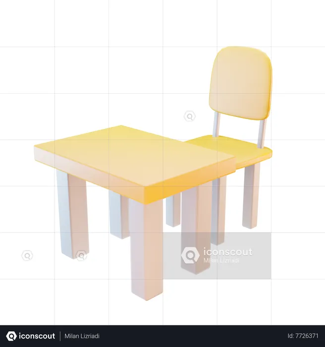 School Table  3D Icon