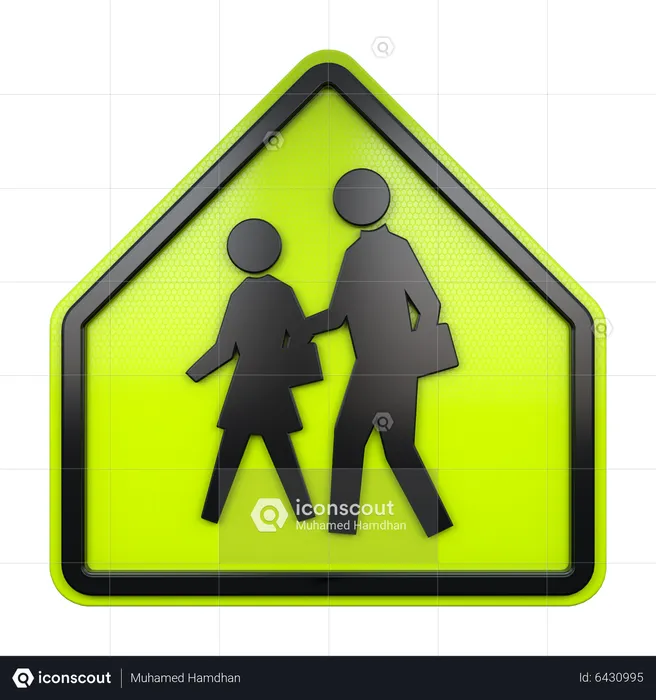 School Zone Sign  3D Icon