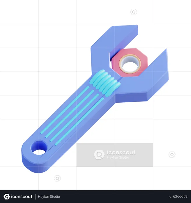 Schraubenschlüssel und Getriebe  3D Icon