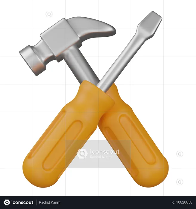 Schraubenzieher und Hammer  3D Icon