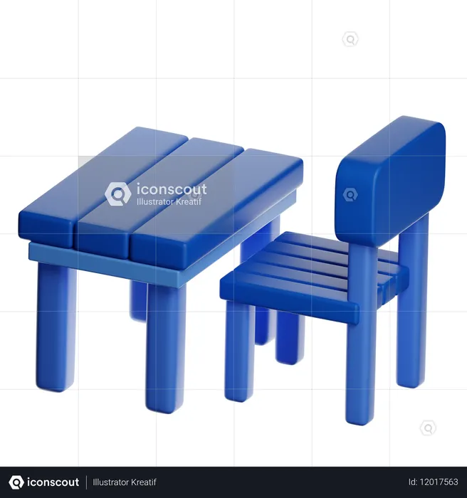 Schülertisch und Stuhl  3D Icon