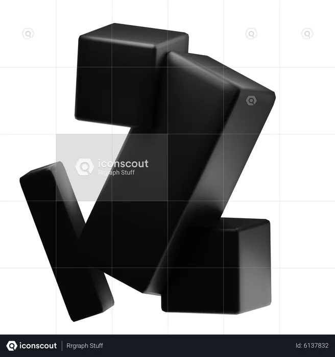 Schwarz matt abstrakte Form  3D Icon
