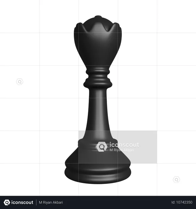 Schachfigur schwarze Königin  3D Icon