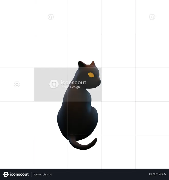 Schwarze Katze  3D Illustration