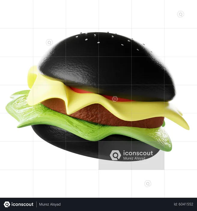 Schwarzer Burger  3D Icon