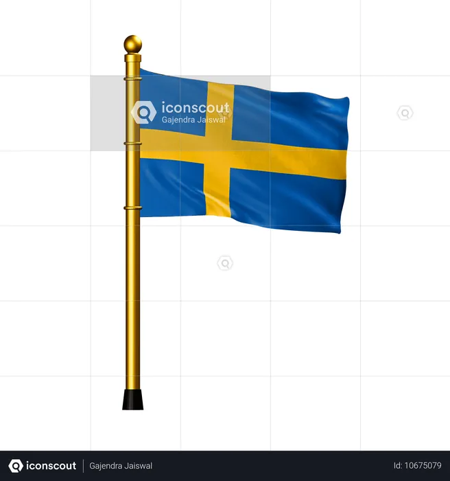 Schweden Flagge Flag 3D Icon