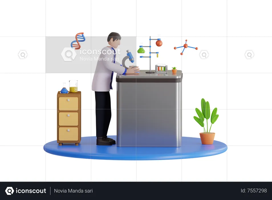 Scientist doing research in laboratory  3D Illustration