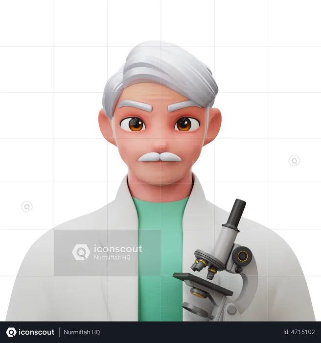 Scientist Old Man  3D Illustration
