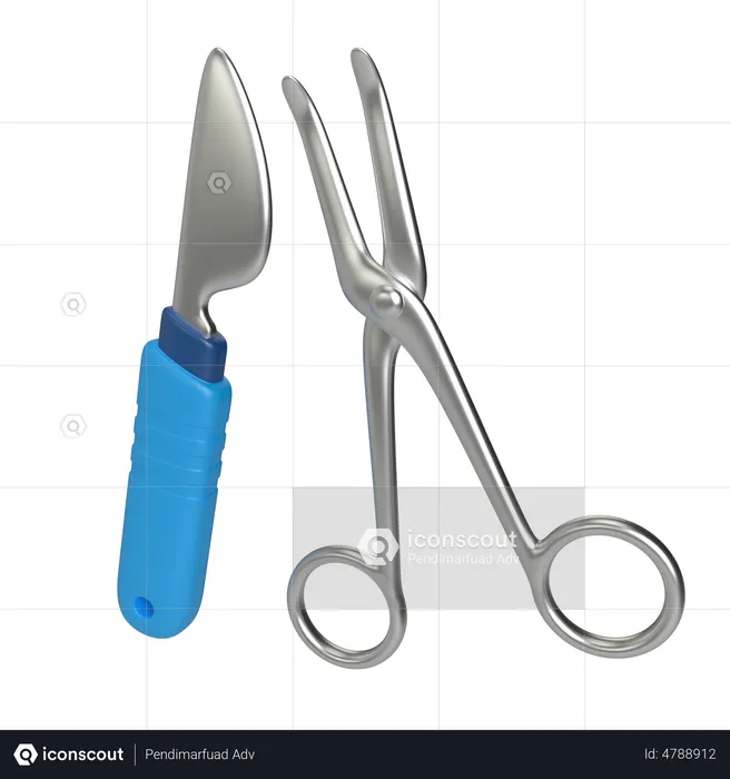 Scissor And Scalpel  3D Illustration