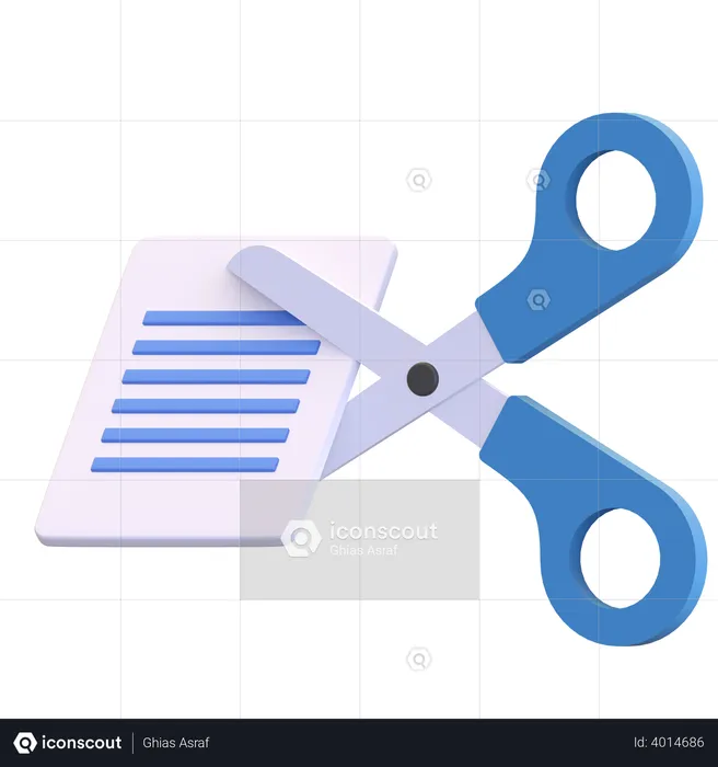 Scissor cutting paper  3D Illustration