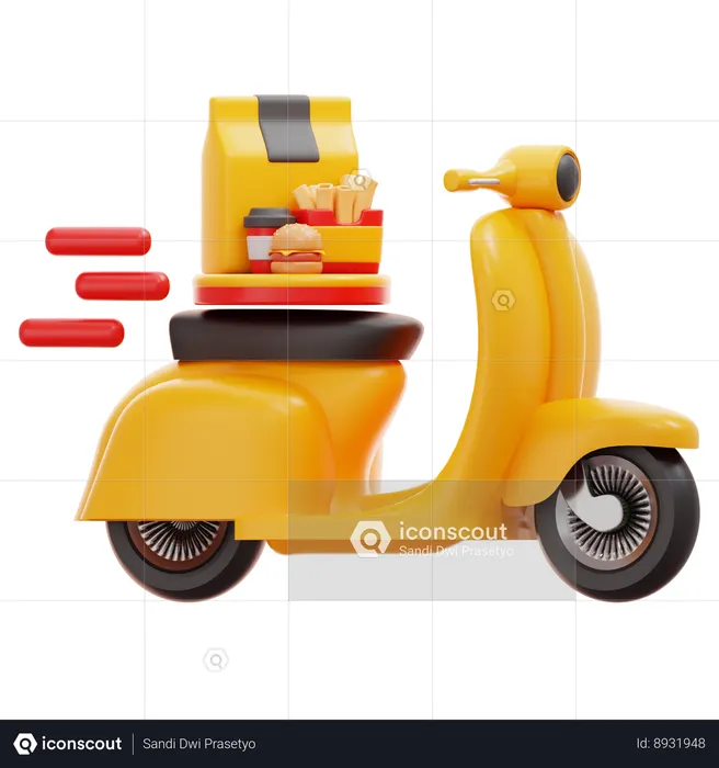 Scooter Food Delivery  3D Icon