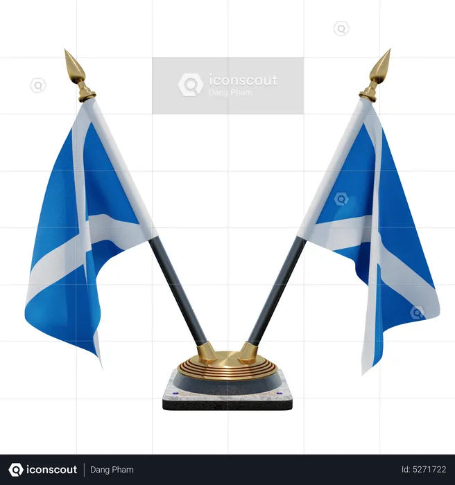 Scotland Double (V) Desk Flag Stand Flag 3D Icon