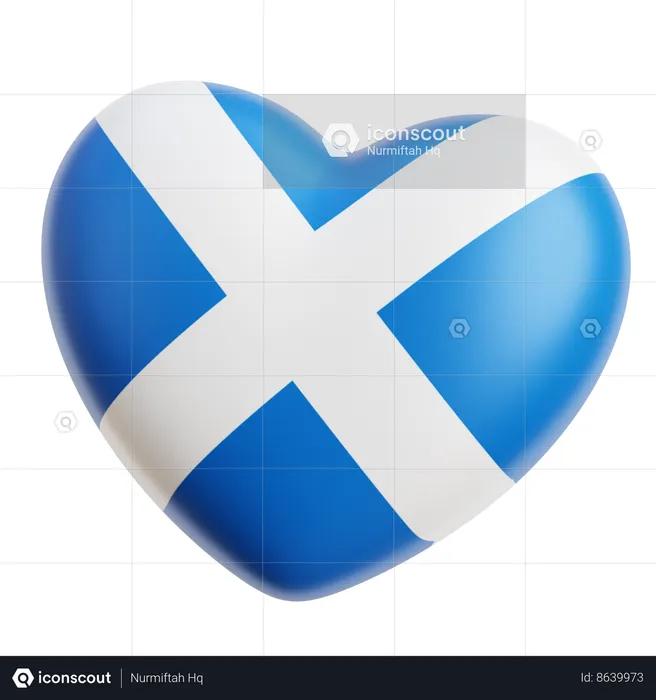 Scotland Flag Heart  3D Icon