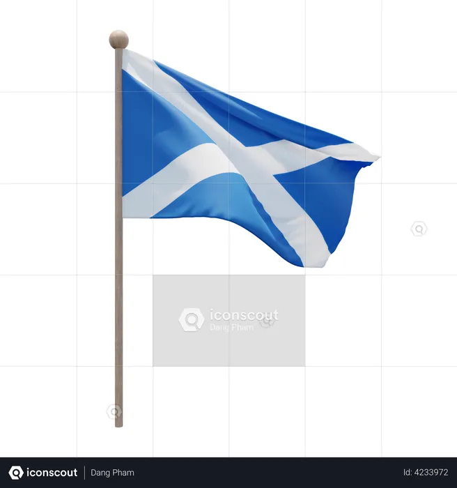 Scotland Flag Pole  3D Illustration