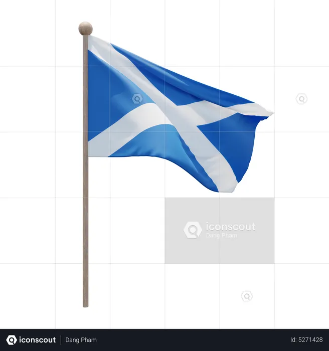 Scotland Flagpole Flag 3D Icon