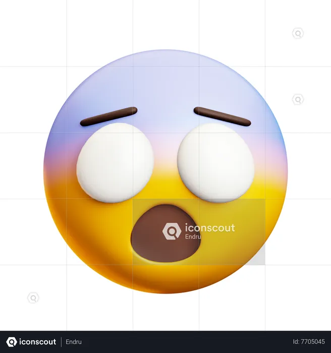 Screaming Face Emoji 3D Icon
