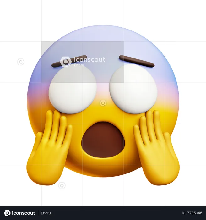 Screaming Face With Hands Emoji 3D Icon