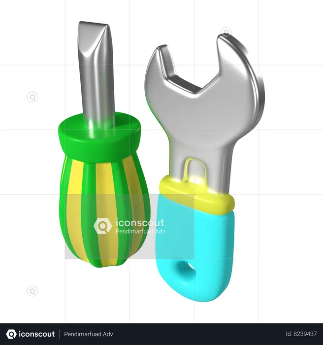 Screwdriver And Wrench  3D Icon