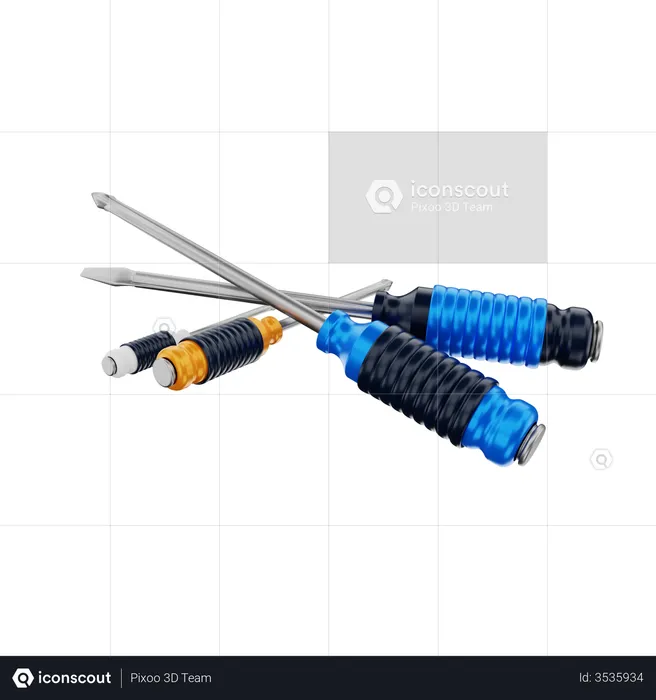 Screwdrivers  3D Illustration