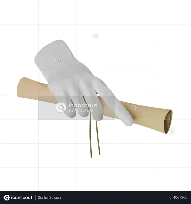 Scroll Holding Hand  3D Illustration