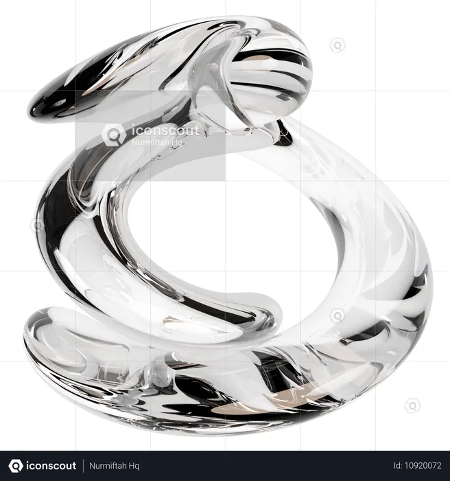 Sculpture abstraite en verre transparent  3D Icon