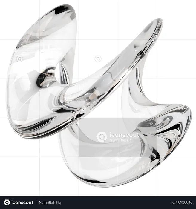 Sculpture abstraite en verre transparent  3D Icon