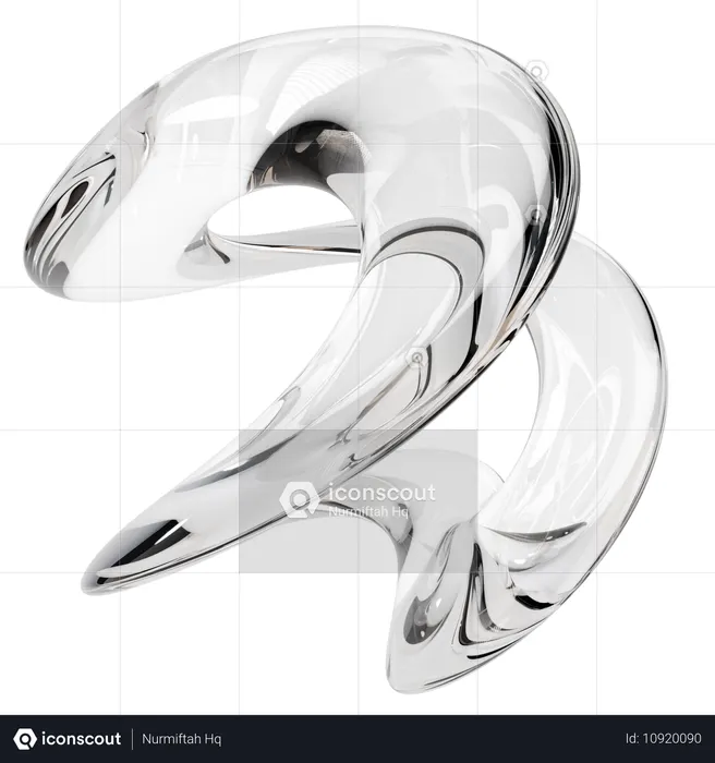 Sculpture abstraite en verre transparent  3D Icon
