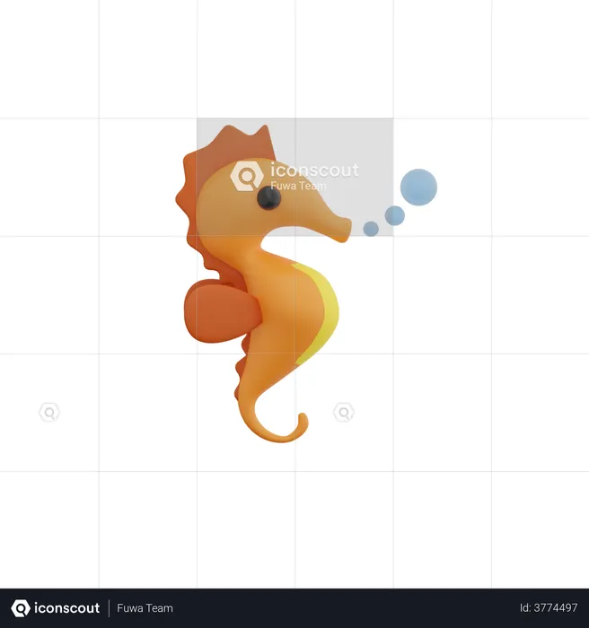 Sea Horse  3D Illustration