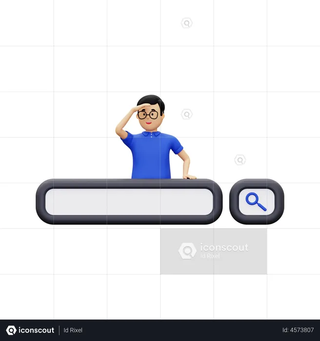 Search Bar With A Man Looking For Something  3D Illustration