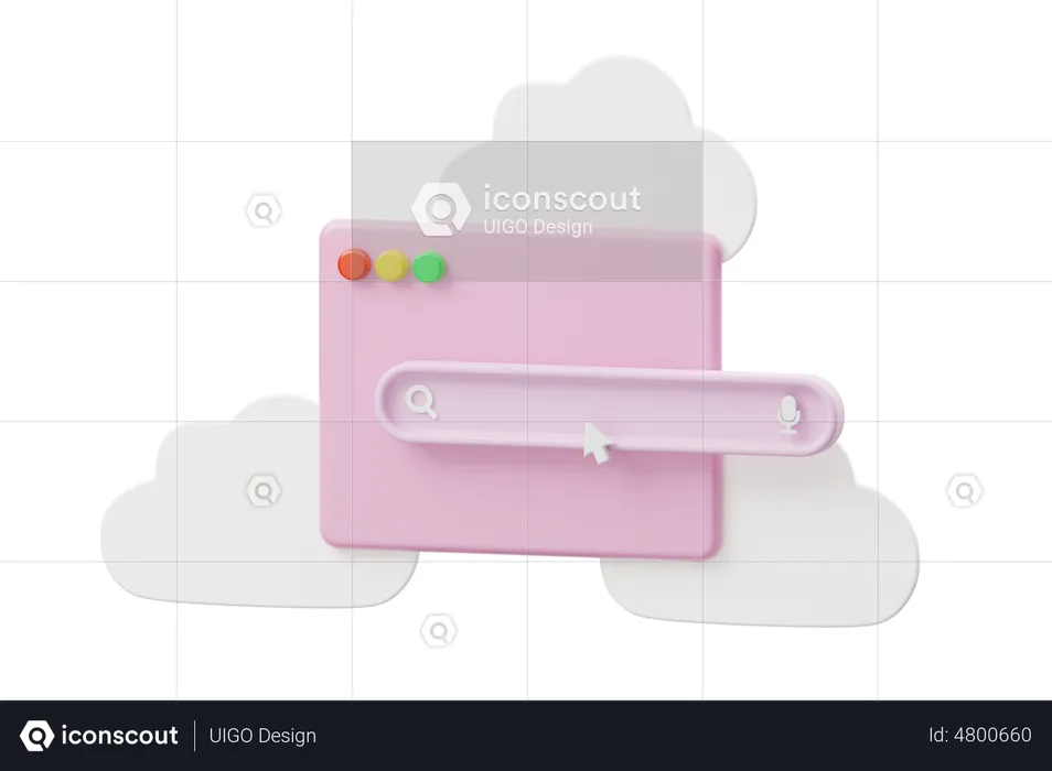 Search Bar with Cloud  3D Illustration