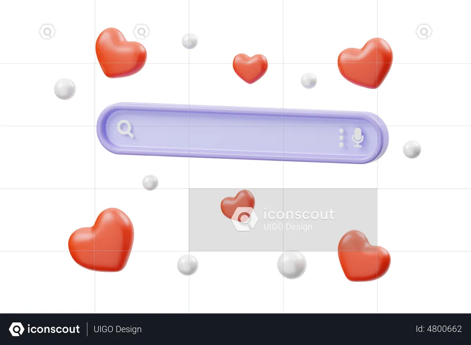 Search Bar with Love  3D Illustration