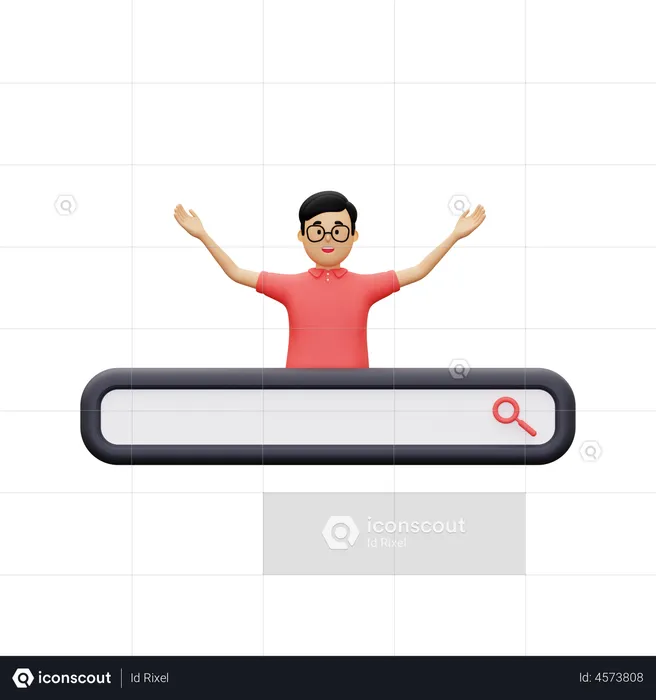 Search Bar With Men Being Excited  3D Illustration