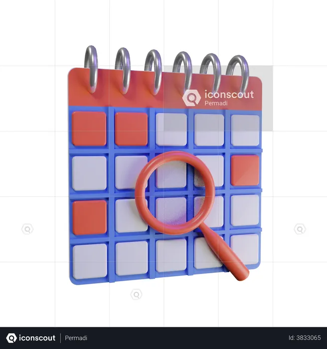 Search Calendar  3D Illustration