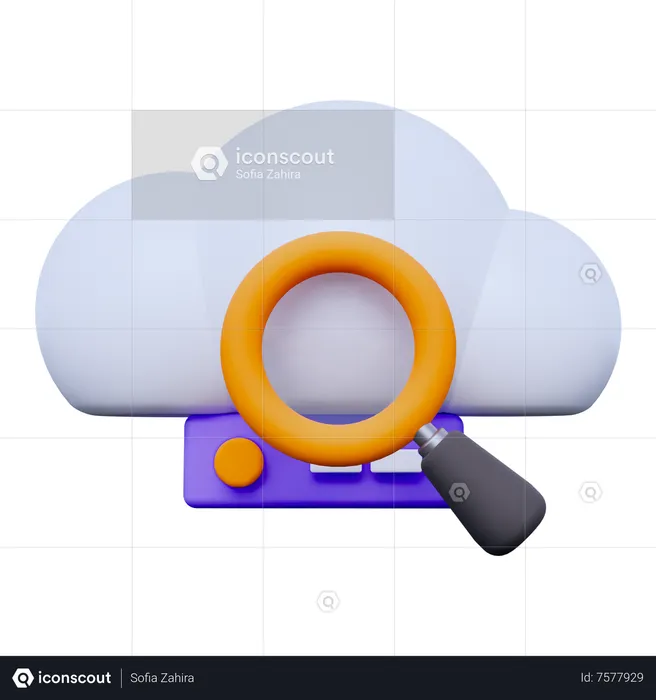 Search Cloud Data  3D Icon