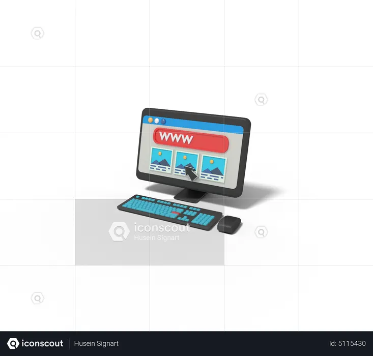 Search engine website in computer  3D Icon