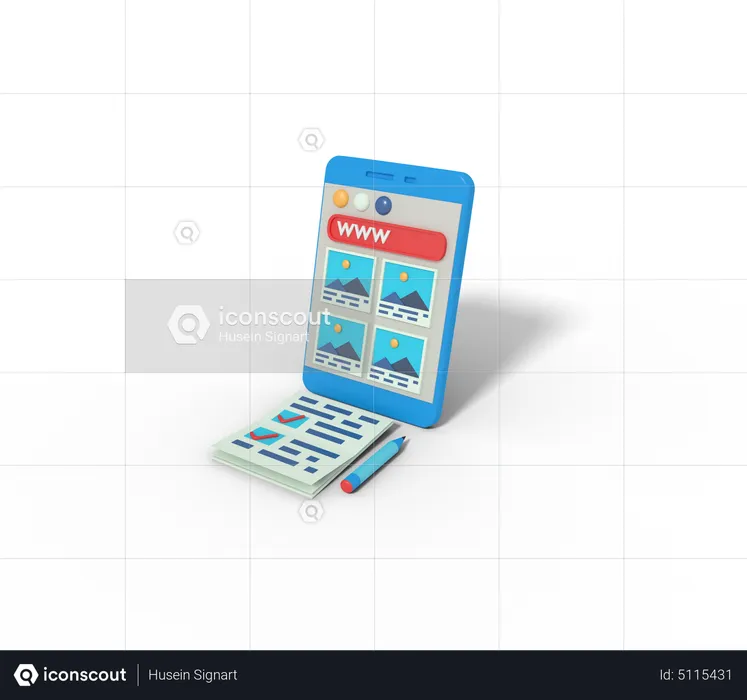 Search engine website in phone  3D Icon