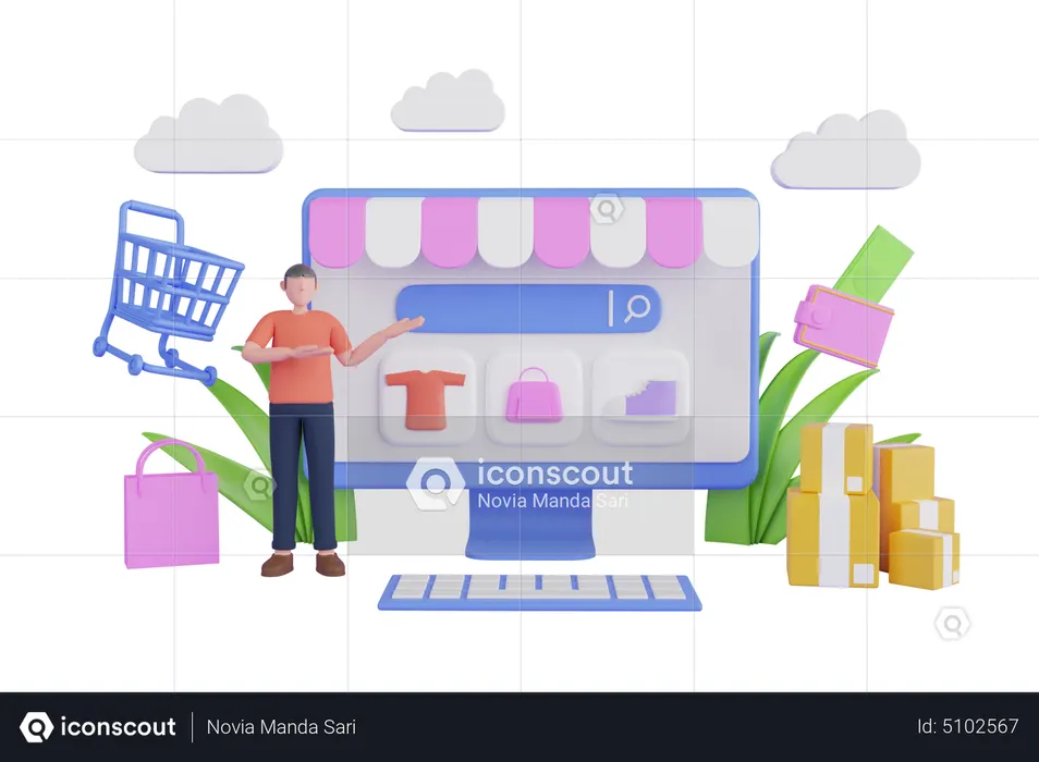 Search for product on e-commerce website  3D Illustration