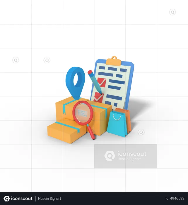 Search Location And Checklist Delivery  3D Illustration