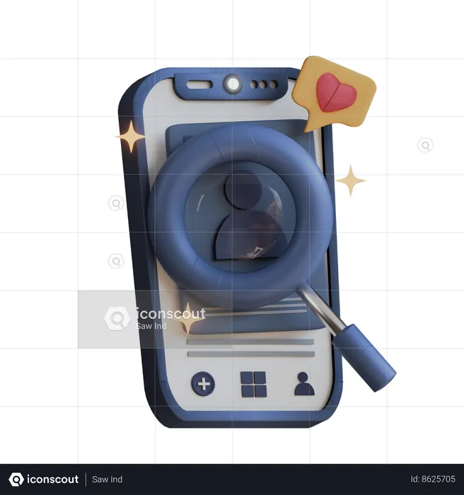 Search Love Mobile App  3D Icon