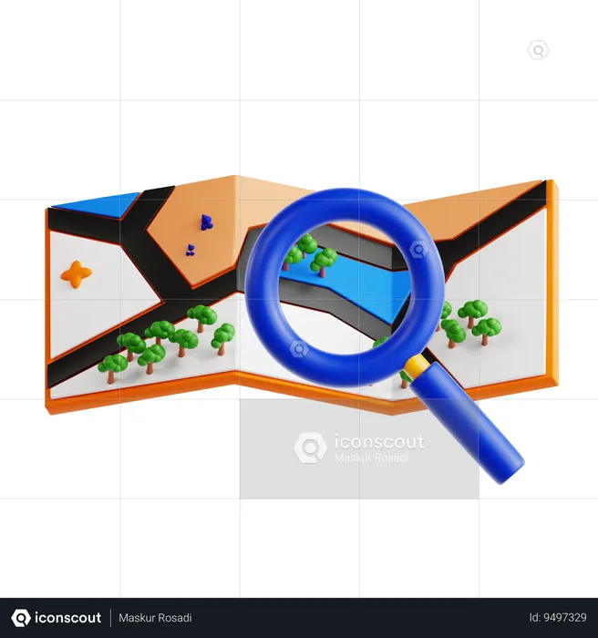 Search Map  3D Icon