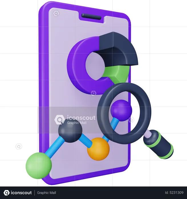 Search Mobile Data Analysis  3D Icon