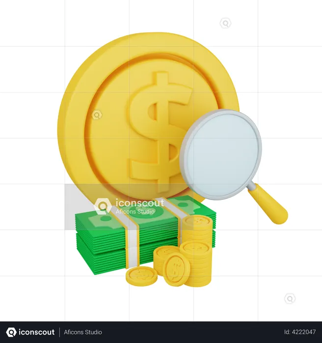 Search Money  3D Illustration