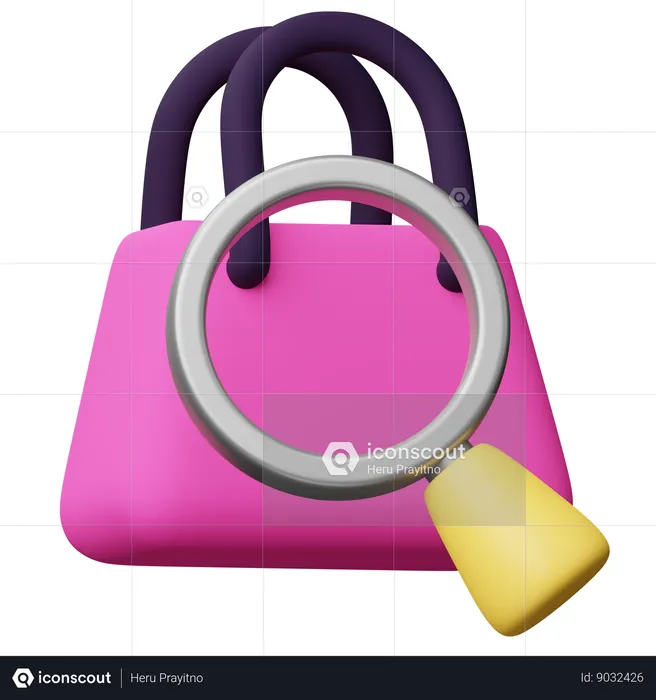 Search Shopping Bag  3D Icon
