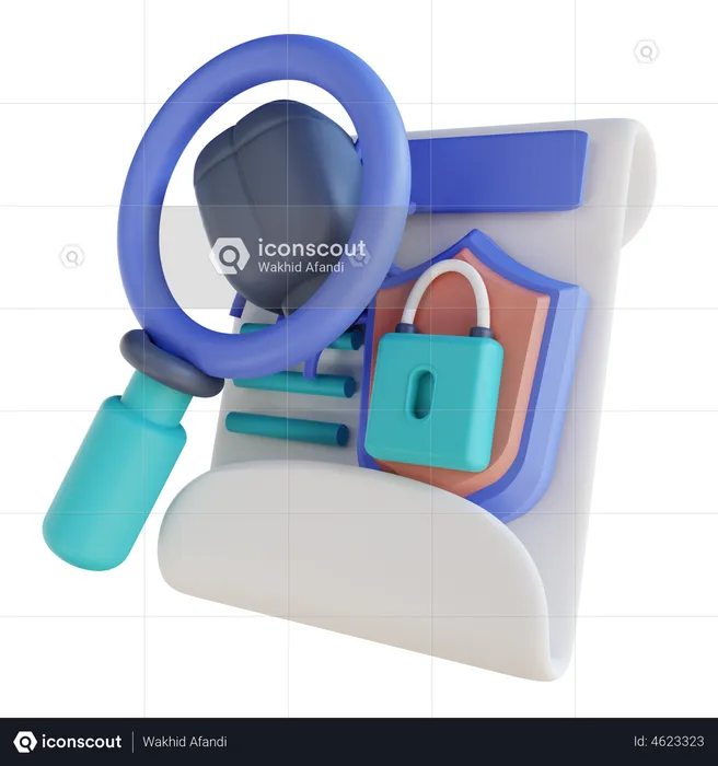 Search Virus Document Security  3D Illustration