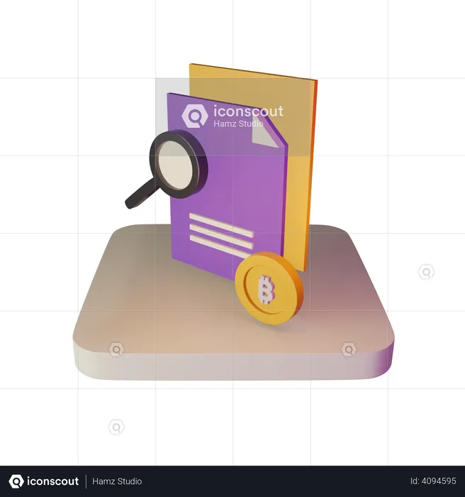Searching bitcoin files  3D Illustration