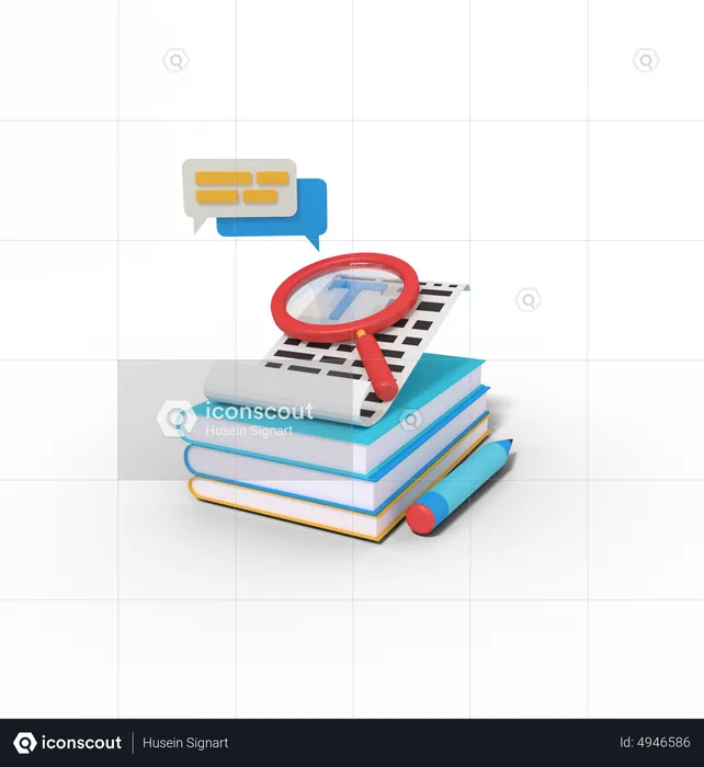 Searching Document In Book  3D Illustration
