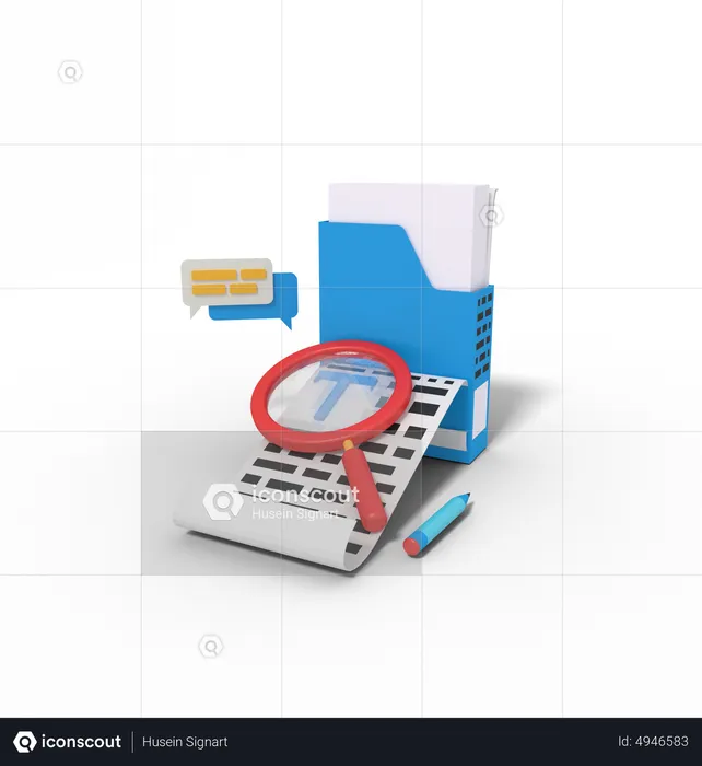 Searching Document In Box Folder  3D Illustration