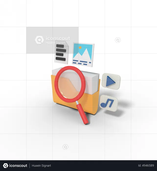 Searching File In Folder  3D Illustration
