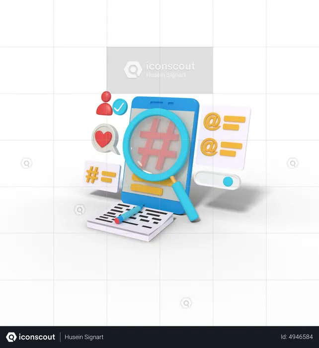 Searching Taggar On Smartphone  3D Illustration