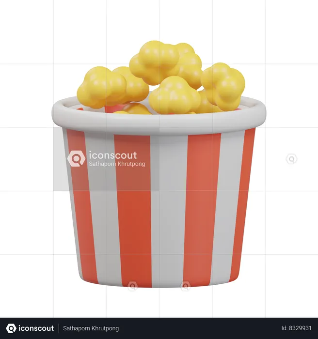 Seau à pop-corn  3D Icon